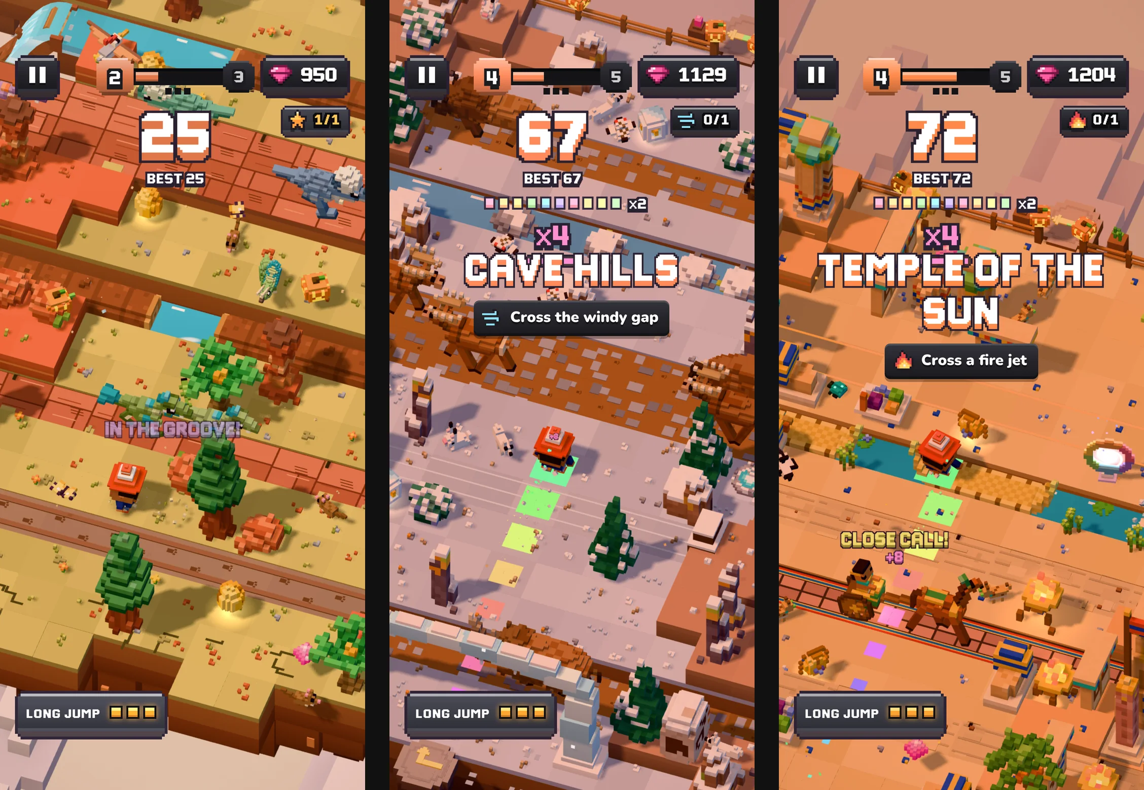 Three more runs: the Cretaceous with dinosaurs on the road, Cave Hills in the Ice Age and the Temple of the Sun in Ancient Egypt